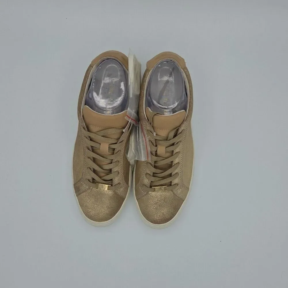 NWOB True Religion Women's Size 9 Gold Sneaker Athletic Shoes Lace Up